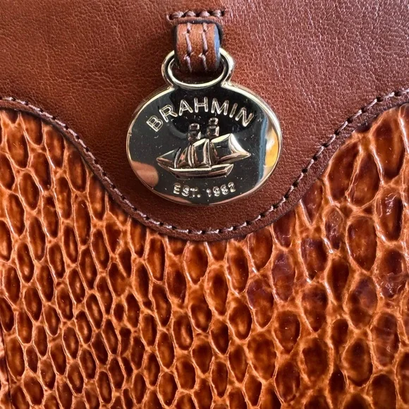 Brahmin Alonna Leather Crossbody - Nutmeg Janeway New without Tags - Picture 3 of 4